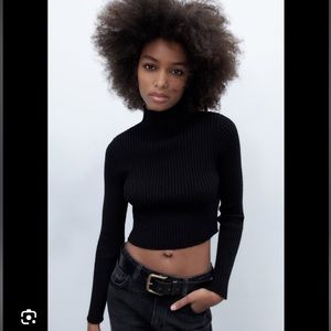 NWT- Zara Black Cropped Sweater High Collar